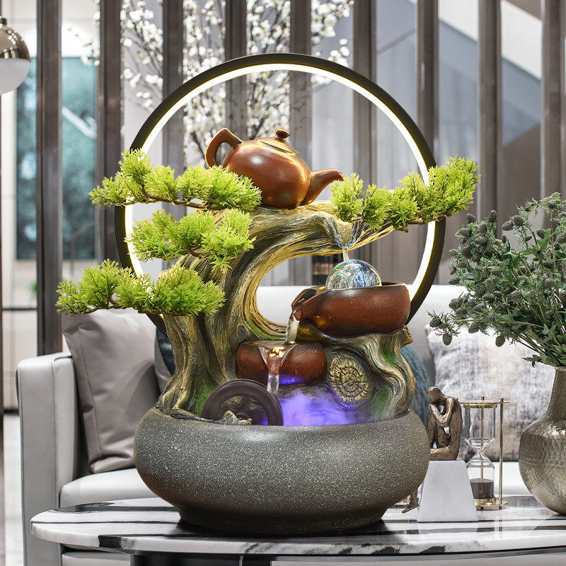 流水摆件循环水招财玄关创意家居客厅办公室桌面摆饰开业乔迁送礼,家居饰品,流水摆件,淘宝优惠券,粉丝福利购,淘宝优惠卷