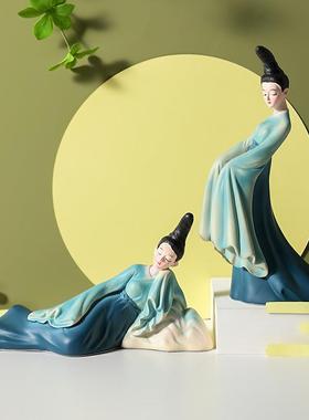 新中式只此青绿艺术古风摆件创意酒柜电视柜办公室客厅装饰品国潮