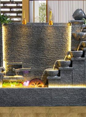 流水帘水幕墙假山流水喷泉民宿庭院装饰造景观鱼池缸瀑布屏风摆件