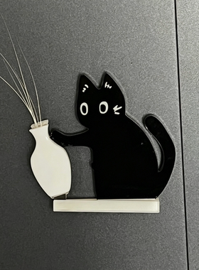 猫咪胡须收纳冰箱贴小猫推瓶子