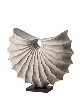 新中式中古侘寂风创意仿木树脂海螺圆环造型摆件样板间家居装饰品