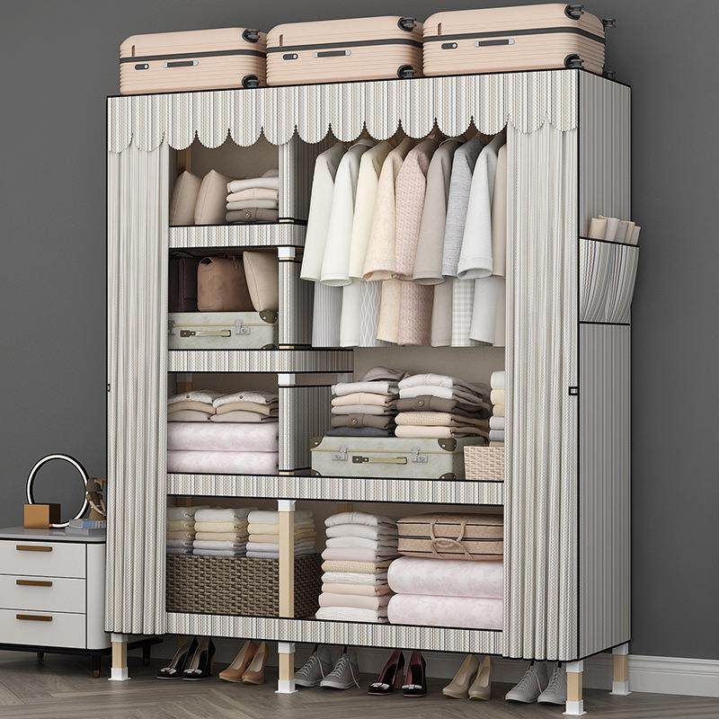 简易衣柜家用加厚布衣柜出租房用结实耐用钢管加粗加固收纳挂衣橱
