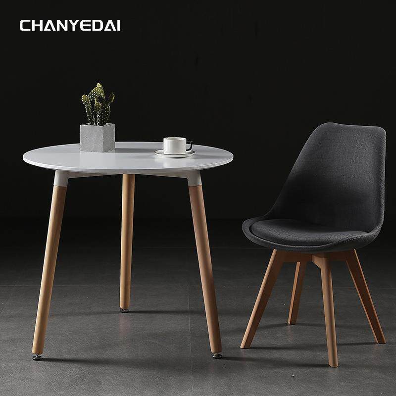 ins实木家具 创意圆桌办公桌简约洽谈咖啡餐桌 伊姆斯桌子MDF