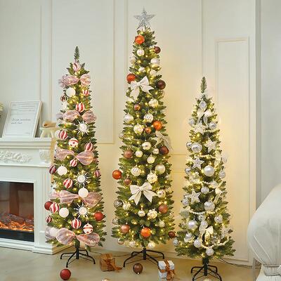 christmas tree新款圣诞树发光带灯铅笔树套餐折叠人造仿真聖誕樹