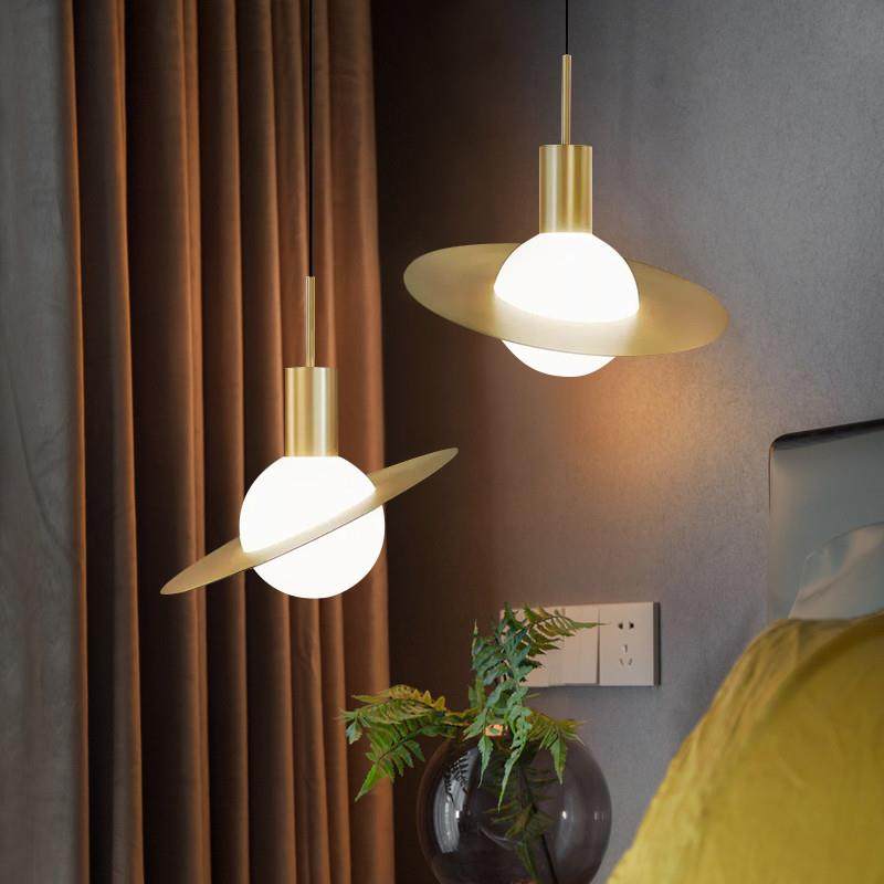 北欧床头吊灯创意个性简约黄铜飞碟小吊灯时尚餐厅灯吧台装饰吊灯,家装灯饰光源,智能吊灯,淘宝优惠券,粉丝福利购,淘宝优惠卷
