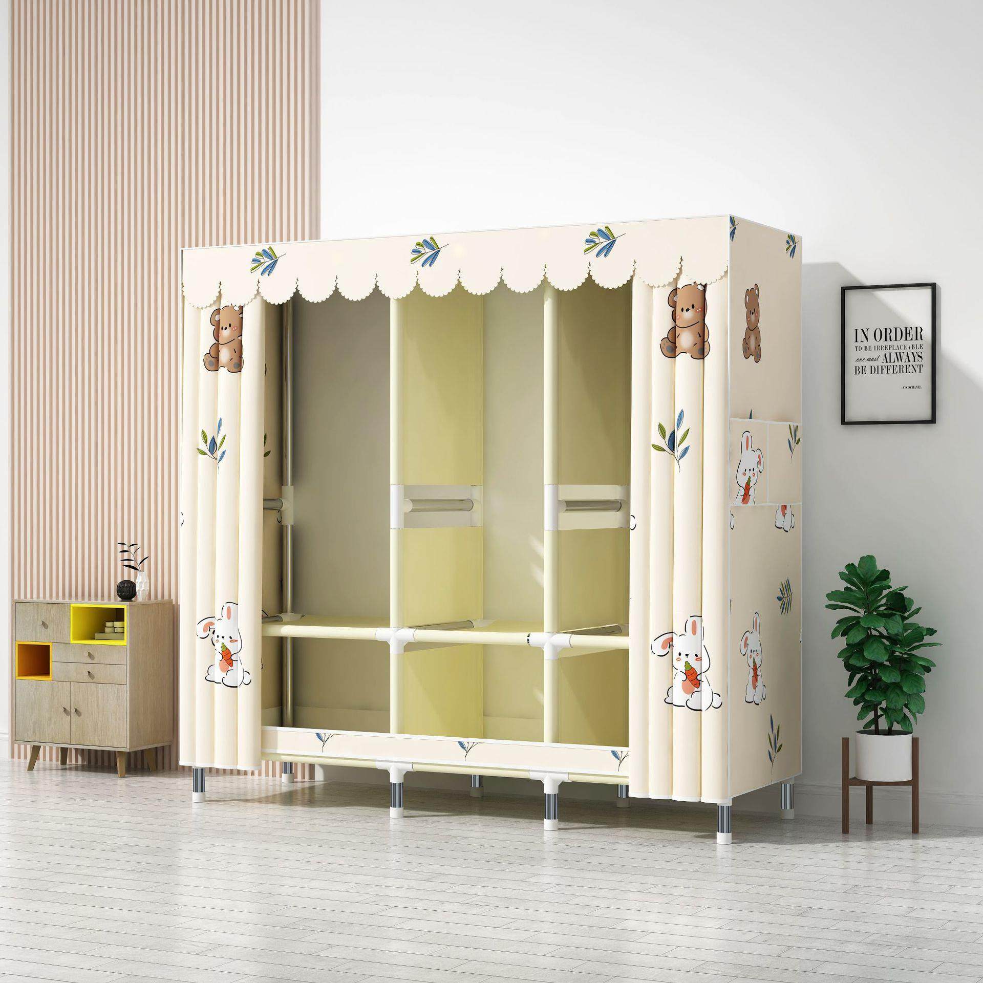 简易衣柜家用卧室宿舍出租房钢管组装加粗加固收纳架衣橱大容量