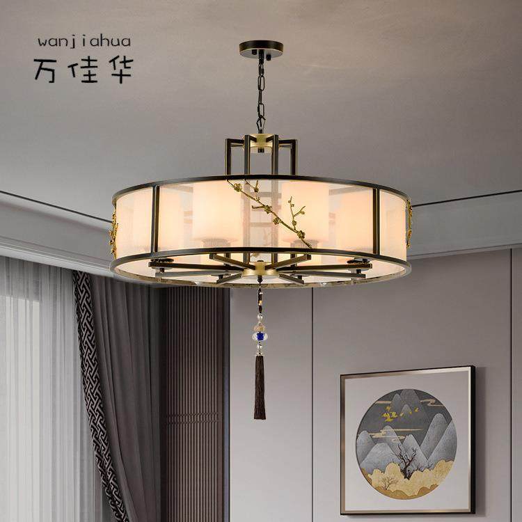 新中式吊灯客厅餐厅灯具圆形双层别墅书房酒楼工程灯,家装灯饰光源,智能吊灯,淘宝优惠券,粉丝福利购,淘宝优惠卷