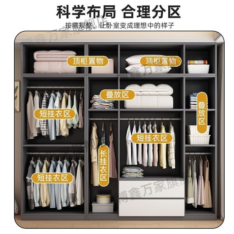 博鑫万家衣柜家用卧室实木生态板儿童柜子出租房用包安装定制衣橱