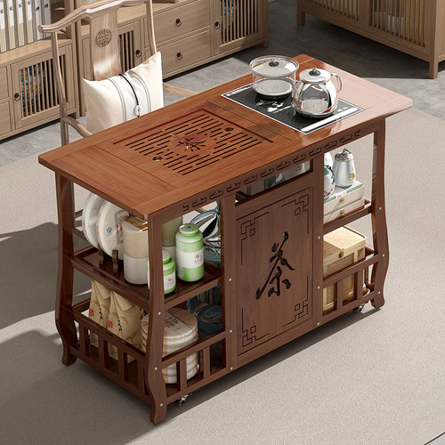 家用可移动茶台小户型茶桌边几烧水泡茶一体式茶车2024新款茶水柜