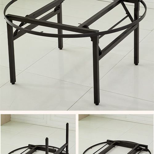 圆桌餐桌腿折叠架子酒店饭店桌脚金属加厚加固四方折叠腿圆形桌腿