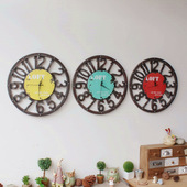 木质挂钟复古怀旧loft风格 饰挂钟钟表复古钟 咖啡馆酒吧木质钟装