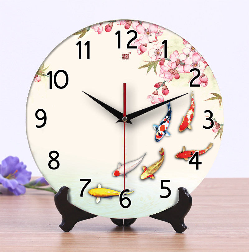 承沁中式扫秒陶瓷钟表客厅创意座式时钟台钟静音挂钟座钟两用梅花