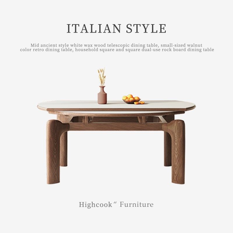 中古风白蜡木伸缩餐桌小户型胡桃色复古餐桌家用方圆两用岩板餐桌,住宅家具,岩板餐桌,淘宝优惠券,粉丝福利购,淘宝优惠卷