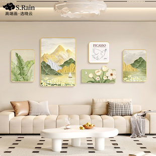 奶油风客厅装 饰画沙发背景墙挂画大芬村油画高级感山水画风景壁画