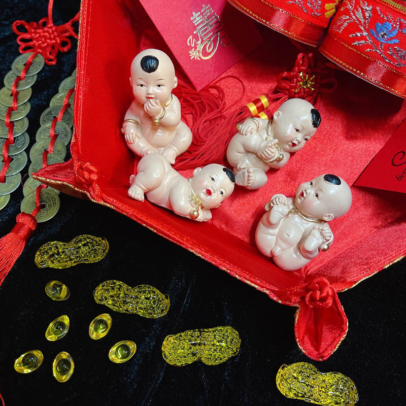 结婚早生贵子安床娃娃四喜男娃结婚新房摆件压床娃娃新娘陪嫁用品