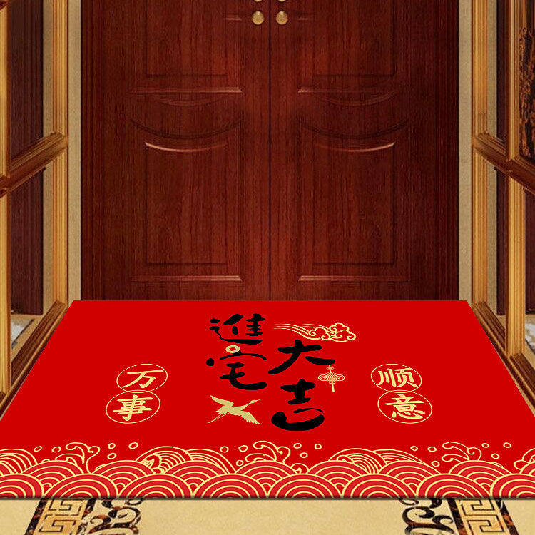 进门地垫喜庆新年门垫家用客厅入户门口地毯红色福字防滑地垫定制