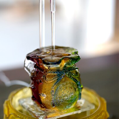 2024琉璃招财进宝聚宝盆流水摆件循环水招财聚财收银台钱袋福袋