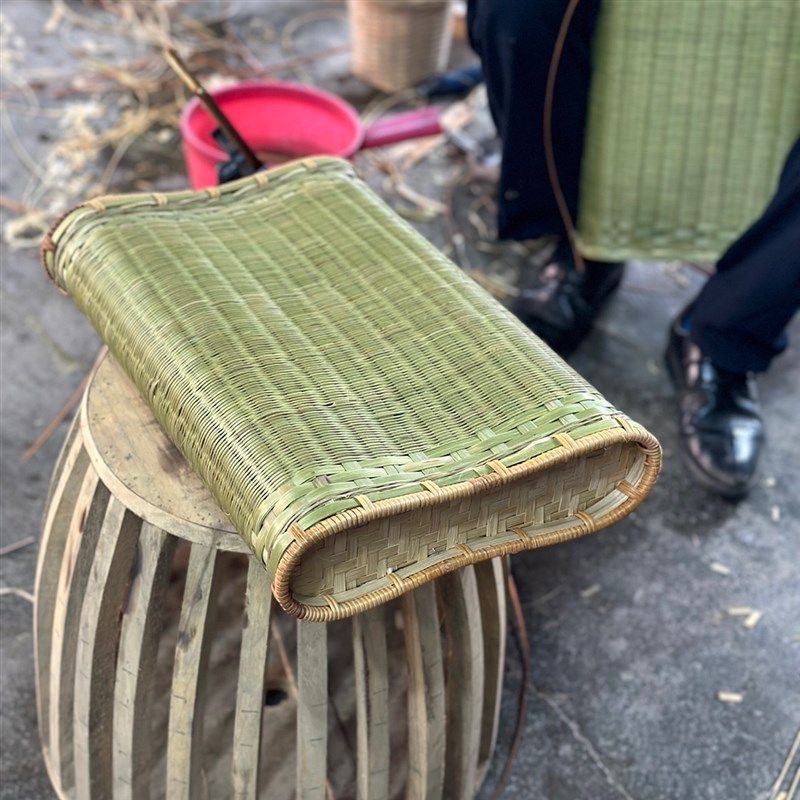 手工竹编枕头竹凉枕睡眠睡觉单人枕脊椎竹凉枕(配枕套和凉扇)