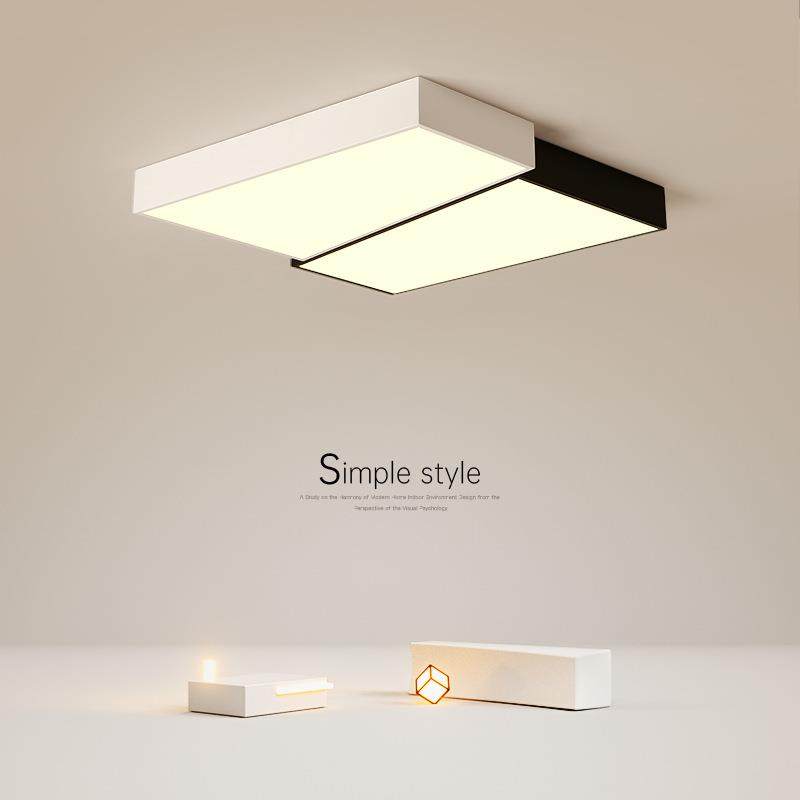 卧室灯LED吸顶灯北欧客厅主灯简约现代黑白极简方形房间书房灯具