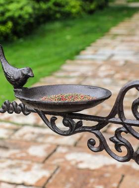 复古铸铁吊钩低头鸟食盆墙挂喂鸟器铁艺壁饰庭院花园院子装饰品