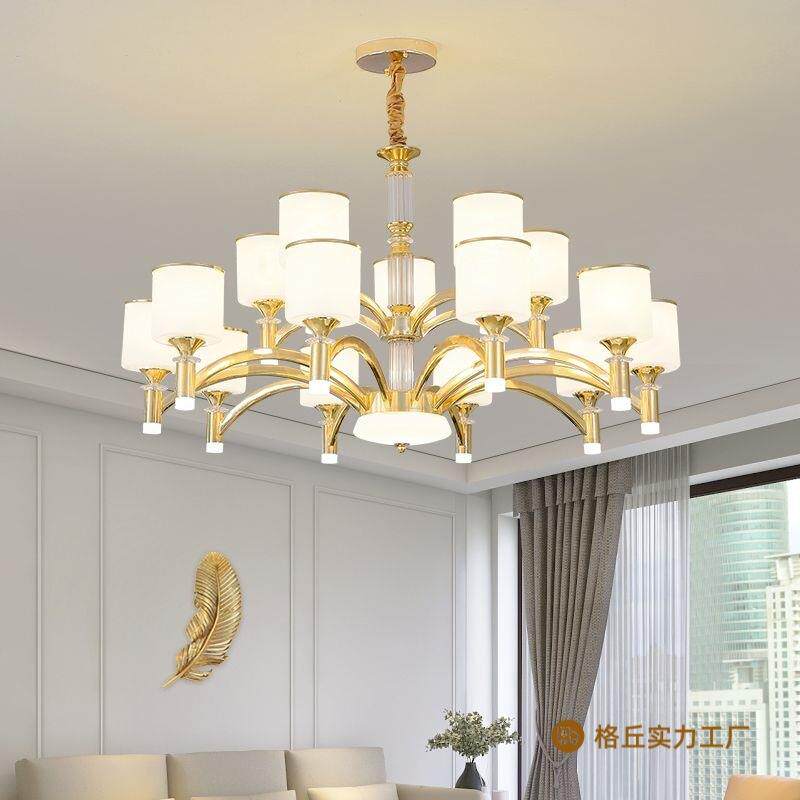 金色吊灯客厅灯简约现代大气新款北欧餐厅灯轻奢玻璃灯具防尘