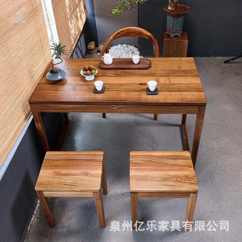 新中式阳台桌咖啡桌实木柚木随形桌阳台多功能桌休闲桌简约泡茶桌