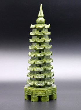 天然玉石雕刻文昌塔九层十三层开金榜提名学子上过岸的光书桌摆件