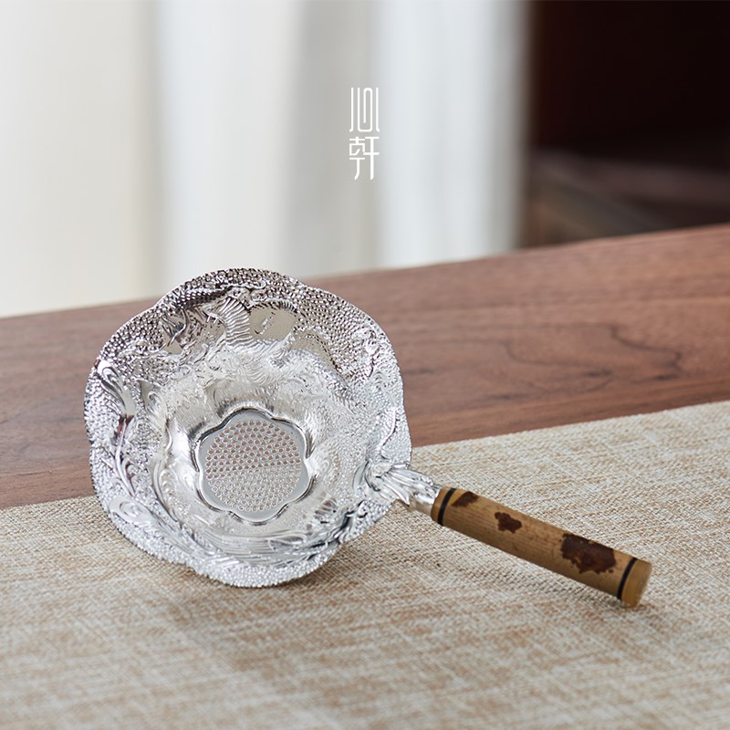 茶漏不锈钢渡银茶漏茶具配件茶隔茶滤梅鹿竹过滤网器茶滤器茶漏器