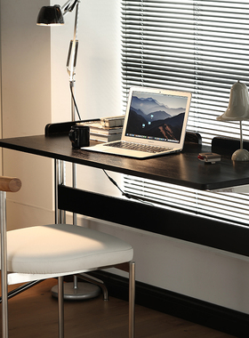 向晚书桌复古纯实木橡木办公桌电脑桌写字台学习中古桌书房家具