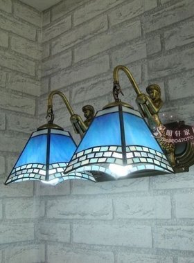 明轩灯具地中海风格阳台浴室灯现代灯蓝色美人鱼艺术双卫生间壁灯