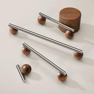 法式亮银衣柜橱柜木珠复古简约新中式把手中古风长柜门单孔拉手