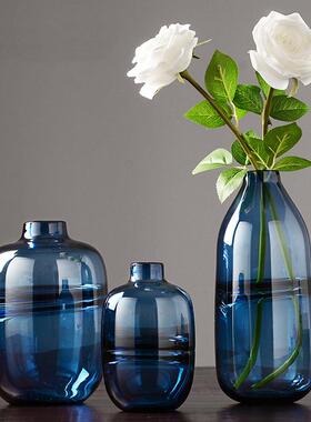 现代北欧透明玻璃创意花瓶客厅插花摆件装饰品工艺仿真花桌面摆设