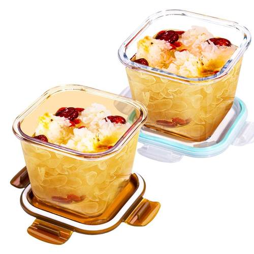 玻璃饭盒可微波炉加热上班族学生汤碗冰箱保鲜盒分隔便当金小