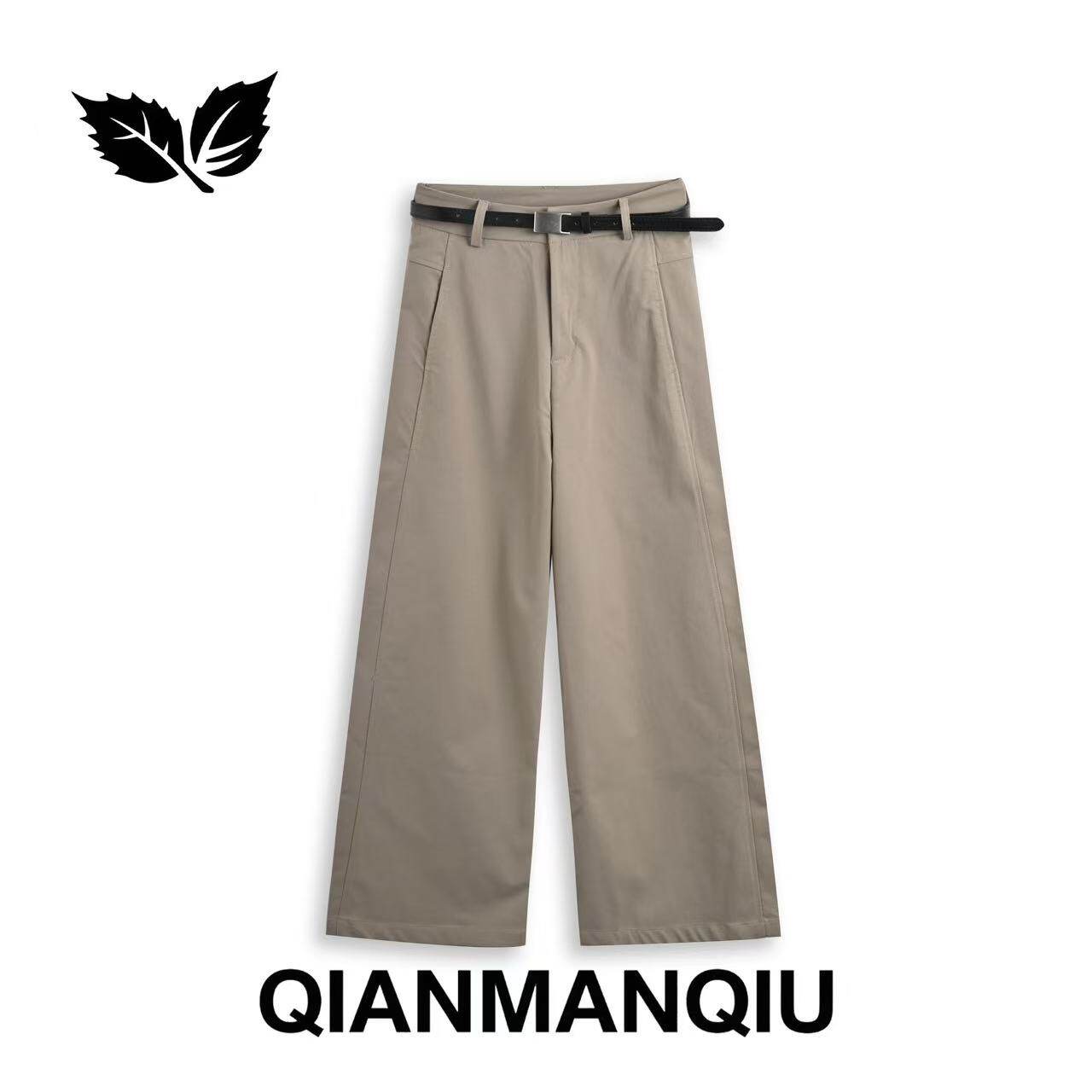 浅曼秋QIANMANQIU 显瘦百搭阔腿裤 QMQ226C031