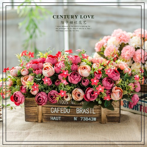 餐桌花摆花栅栏仿真假花绢花艺客厅装饰电视柜摆件室内摆设花束