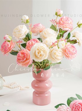 仿真露莲花洋牡丹家居装饰摄影拍摄道具家居装饰仿真花