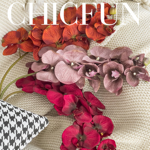 欧式 饰插花客厅餐桌摆件干花卧室花艺假花 复古蝴蝶兰仿真花房间装