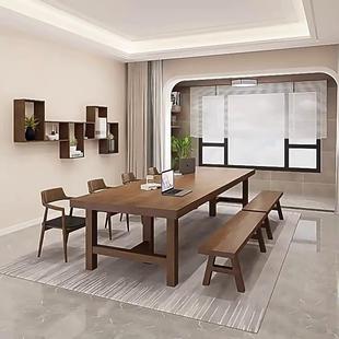 北欧现代简约家用去客厅化全实木大板桌办公会议桌学习书桌工作台