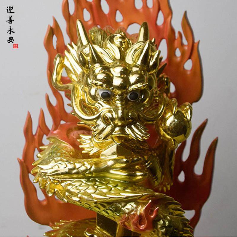 迎善永安木雕东密龙剑摆件香樟木手工雕刻彩绘贴金工艺品厂家直销