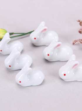 兔子卡通小白兔筷子架笔架12855萌兔筷子架小兔子陶瓷工艺品摆件