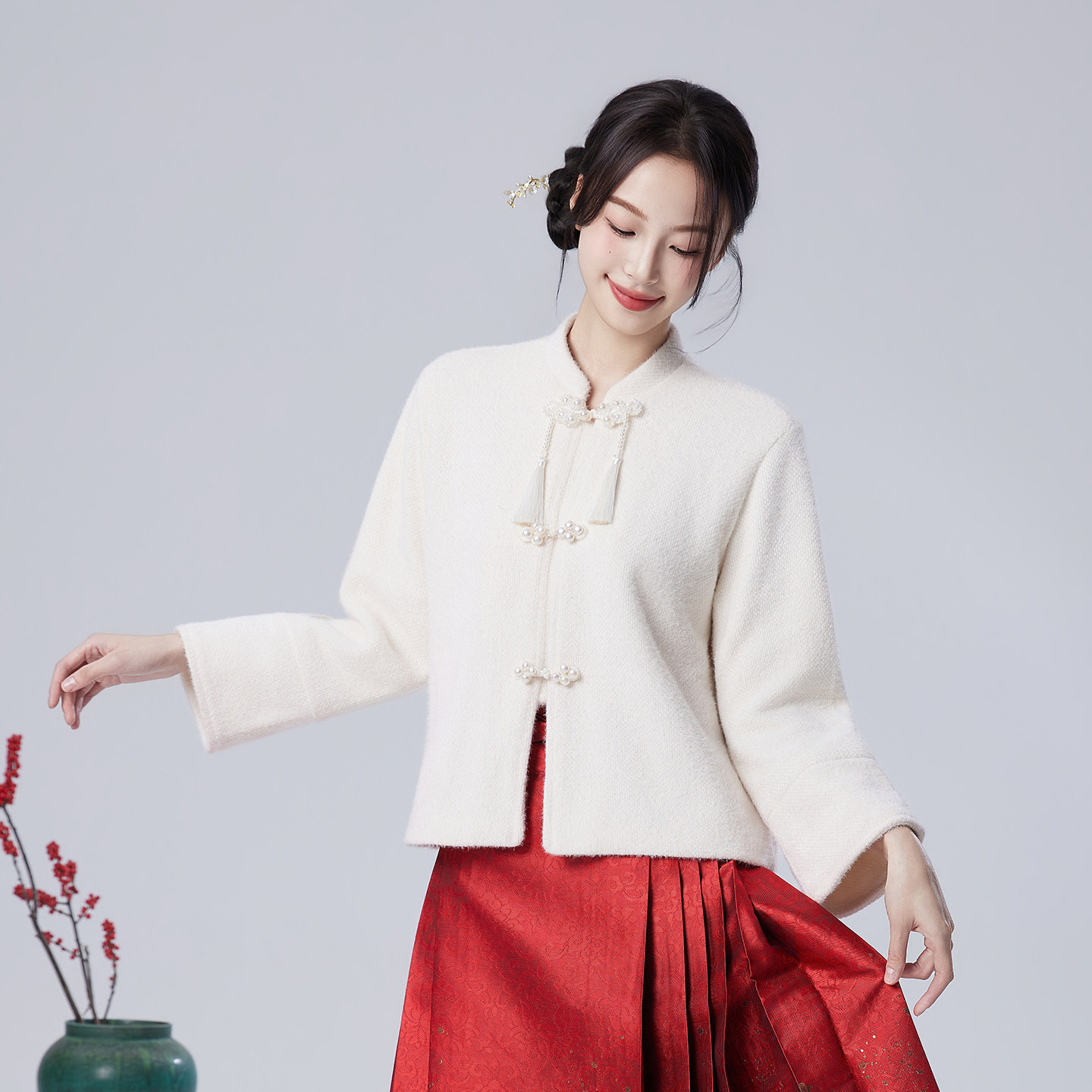 新中式国风盘扣日常百搭毛绒秋冬短外套原创明制织金马面裙套装,女装/女士精品,汉服套装,淘宝优惠券,粉丝福利购,淘宝优惠卷