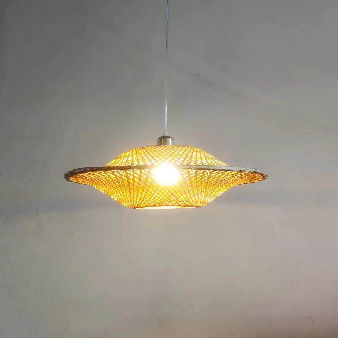 新中式竹编民宿竹编飞碟吊灯复古客厅茶室饭厅装饰竹编吊灯,家装灯饰光源,智能吊灯,淘宝优惠券,粉丝福利购,淘宝优惠卷