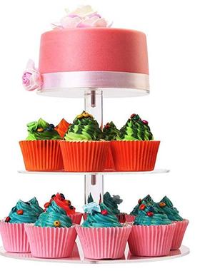 3层圆形亚克力蛋糕架生日蛋糕摆放架 高透明糖果甜点架Cake stand