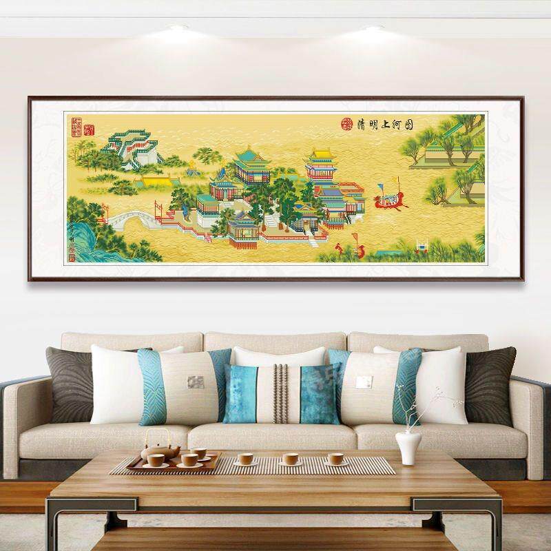 蒙娜丽莎清明上河图十字绣2024新款客厅线绣传世国画风景古娟满绣