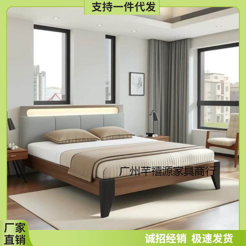 实木床现代简约双人床1.8米工厂直销1.5出租房经济型1.2单人床架