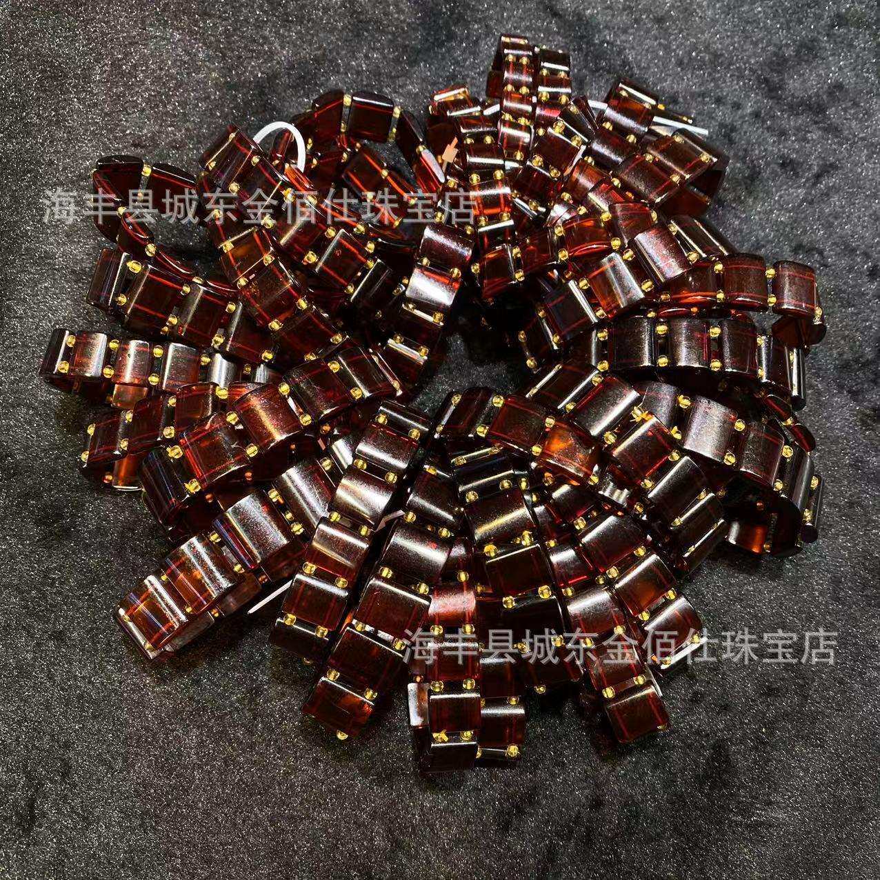 琥珀蜜蜡天然血珀手牌酒红色血珀手排