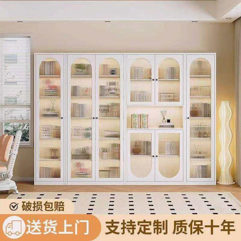 钢制书柜2米90宽书柜简约现代置物柜书架客厅家用落地柜展示柜子