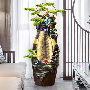 中式 禅意假山流水喷泉摆件客厅招财风水球办公室会所庭院落地景观