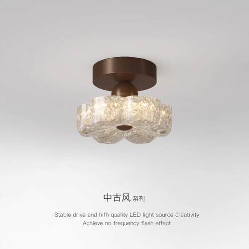 中古风树脂花朵吸顶灯走廊过道灯法式复古阳台入户玄关灯具高级感