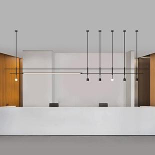北欧简约设计师餐厅吧台长条灯售楼部公司店铺前台办公区超长吊灯
